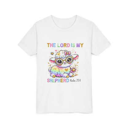Youth Tee — 'The Lord Is My Shepherd' Rainbow Lamb Christian Kids T‑Shirt