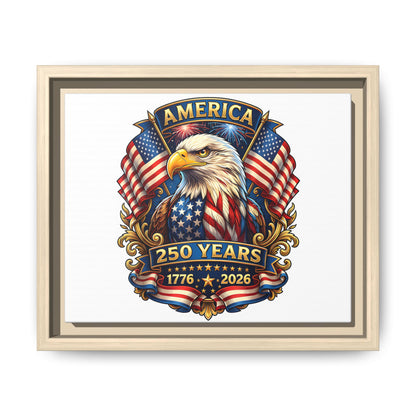 America 250th Anniversary Framed Canvas — Patriotic Bald Eagle Wall Art