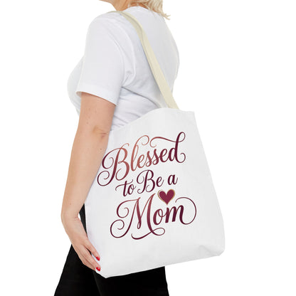 Blessed to Be a Mom Tote Bag – Mother's Day Floral Script Gift