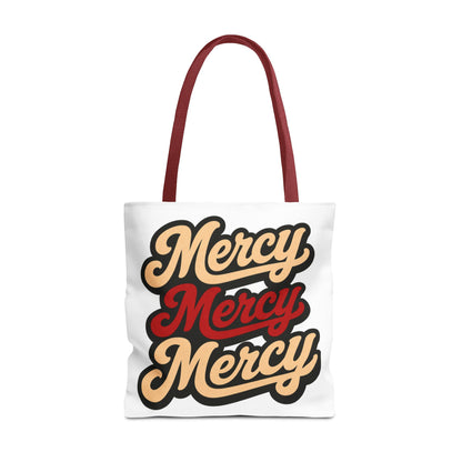 Mercy Mercy Mercy Retro Script Tote Bag — Vintage Typography Canvas Tote