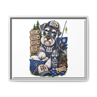Dog Dad Schnauzer Father's Day Framed Canvas Wall Art — Fishing & Camping Pet Gift