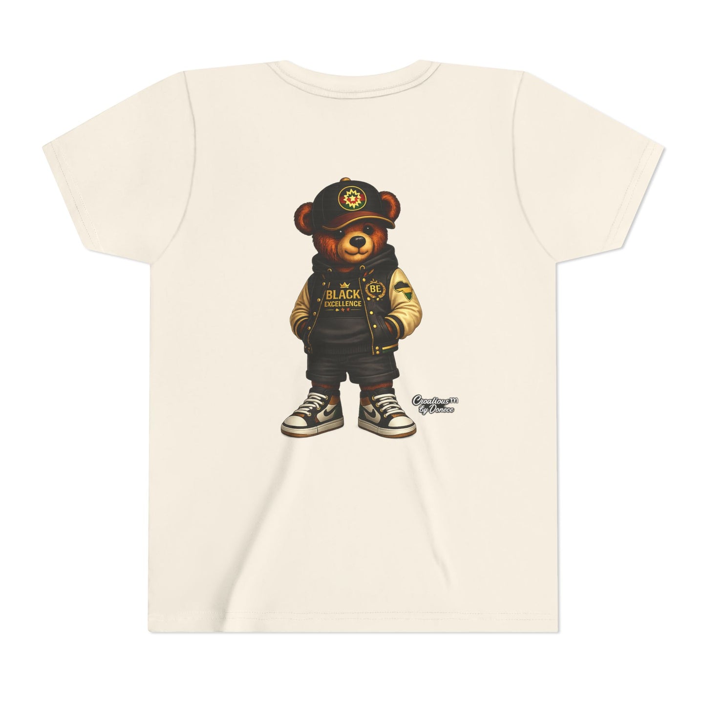 Youth Tee — Streetwear Teddy Bear Graphic (Black Varsity)