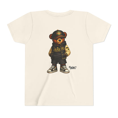 Youth Tee — Streetwear Teddy Bear Graphic (Black Varsity)