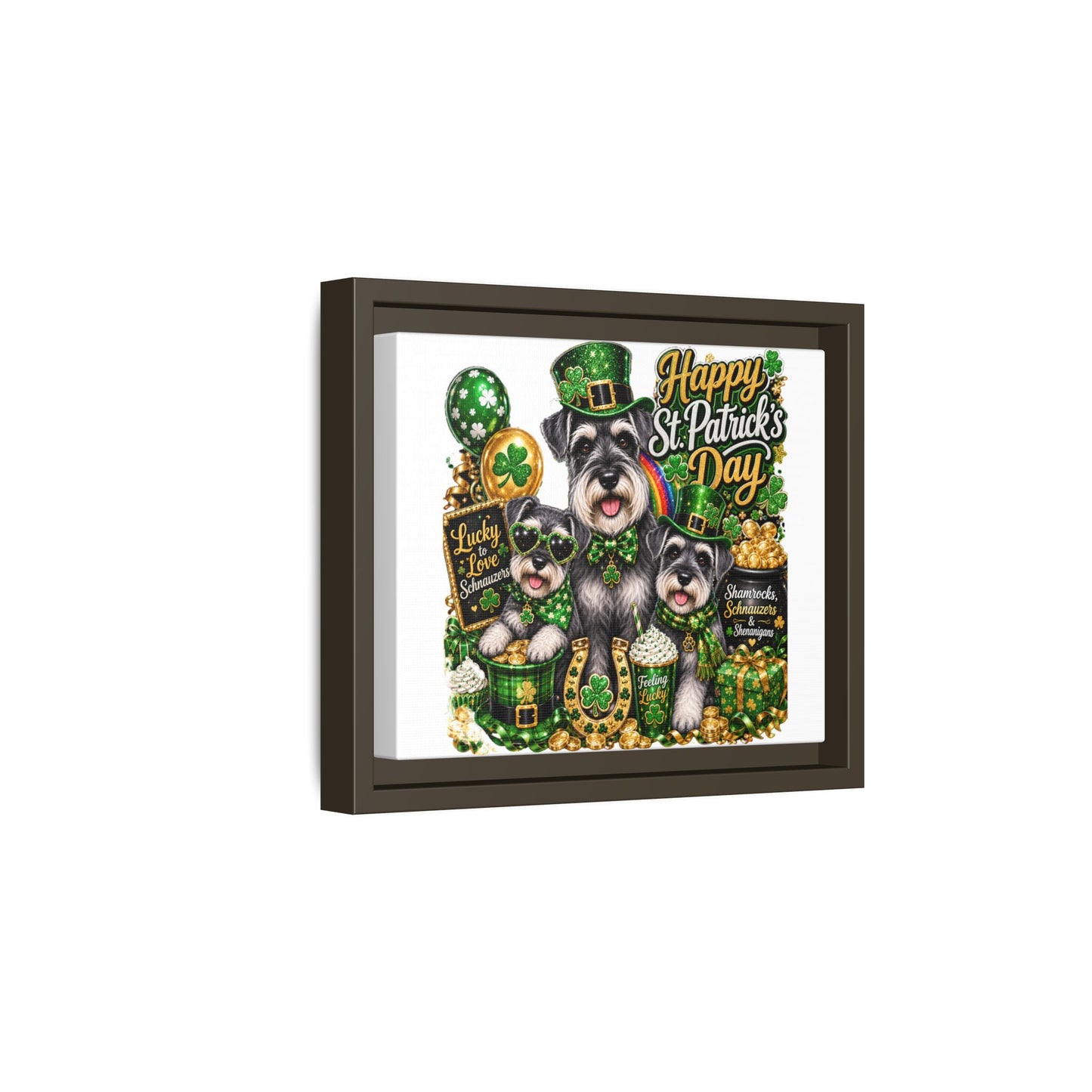 Happy St. Patrick's Day Schnauzer Canvas Print