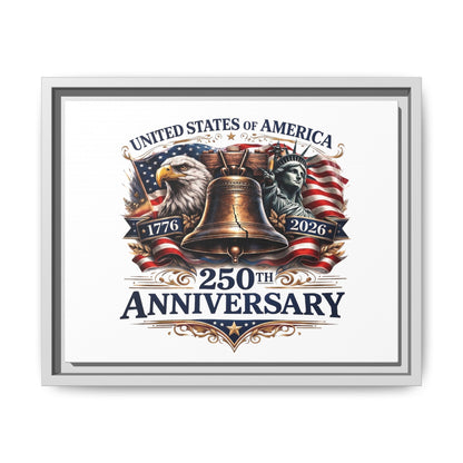 250th Anniversary Framed Canvas - United States of America Patriotic Liberty Bell Print