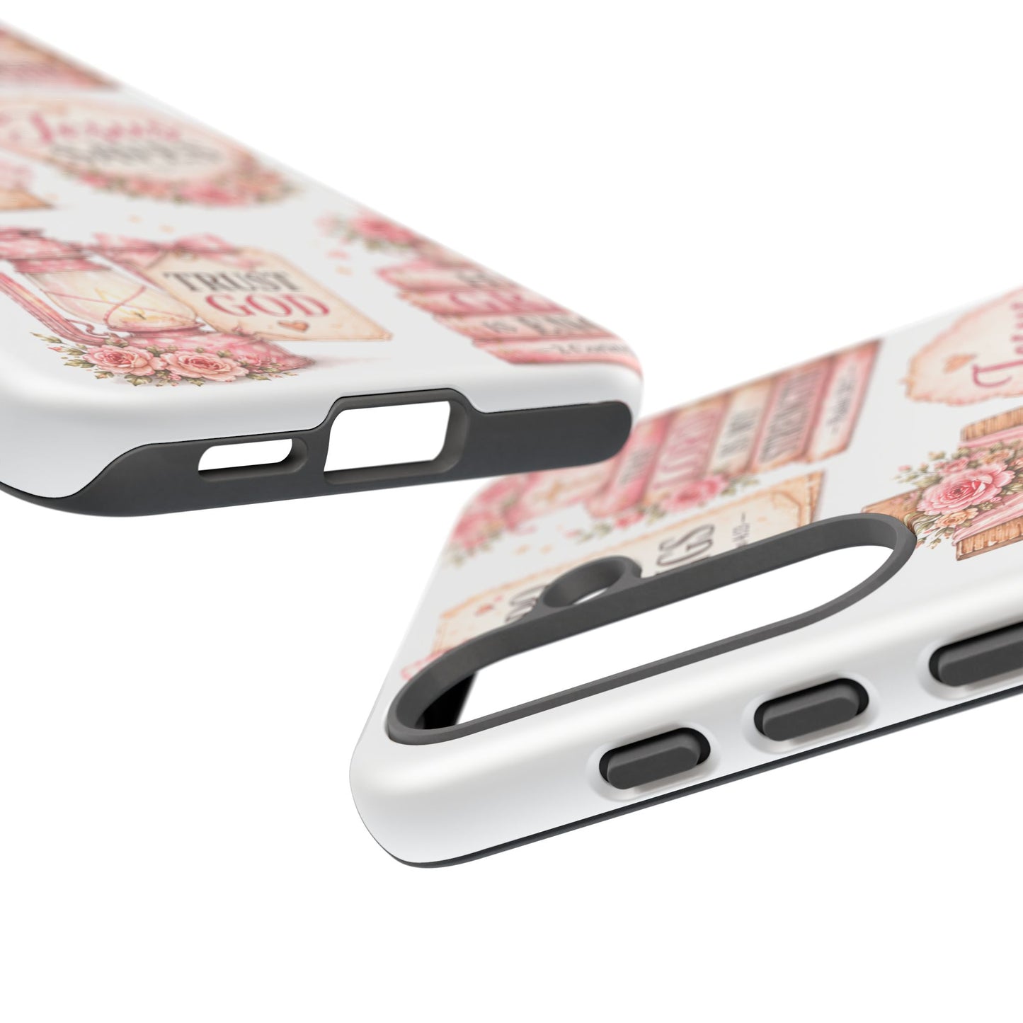Christian Phone Case — Jesus Saves Floral Tough Case with 'God Is Within Her' & 'Trust God' Design