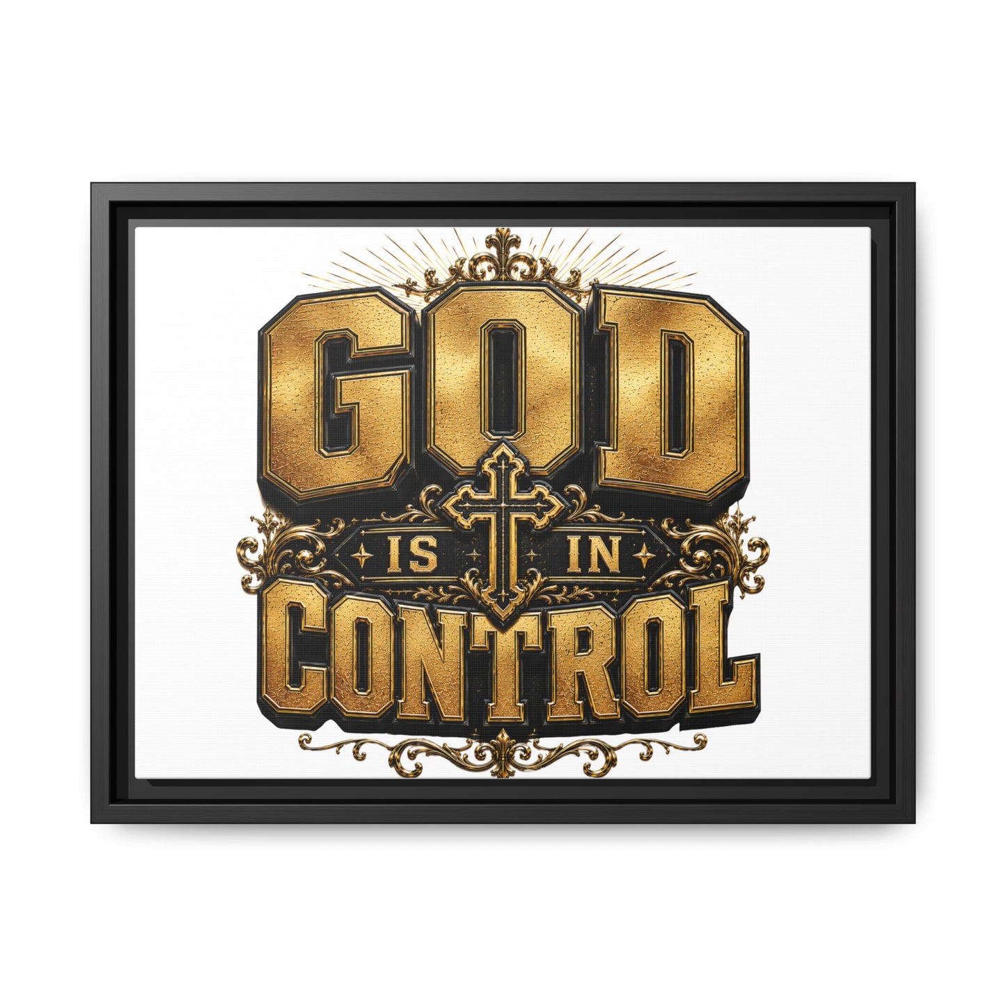 Framed Matte Canvas — "God Is In Control" Inspirational Wall Art