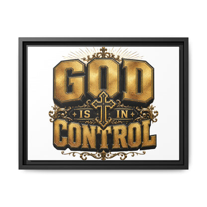Framed Matte Canvas — "God Is In Control" Inspirational Wall Art