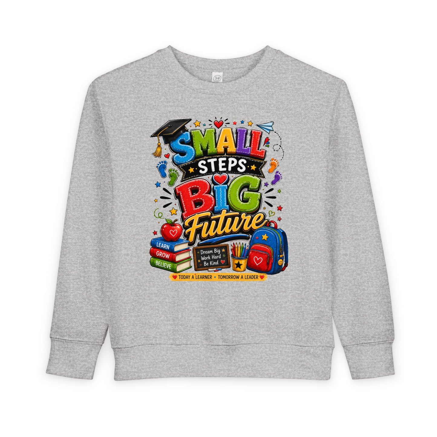 Toddler Sweatshirt - "Small Steps Big Future" Back-to-School Kids Crewneck