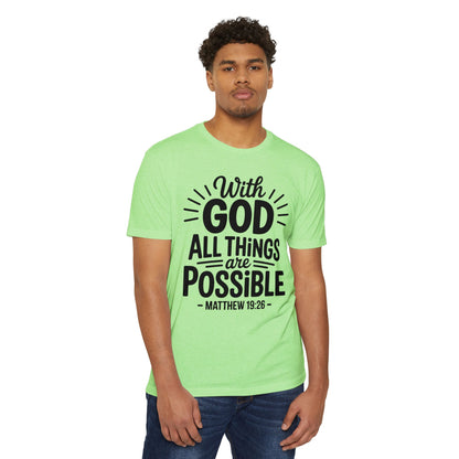 With God All Things Are Possible T-Shirt — Matthew 19:26 Christian Faith Tee