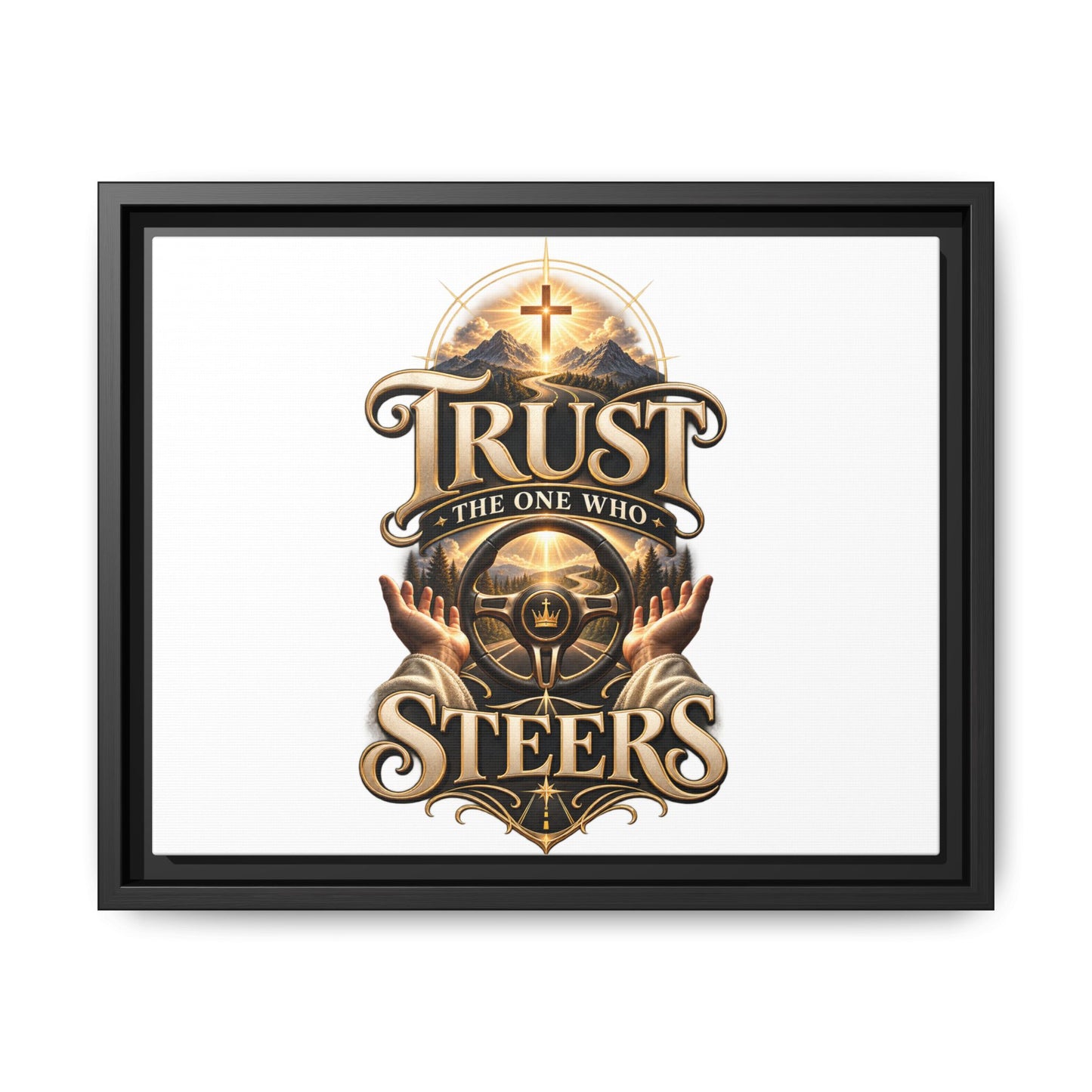 Trust He Guides Framed Canvas — Christian Inspirational Wall Art