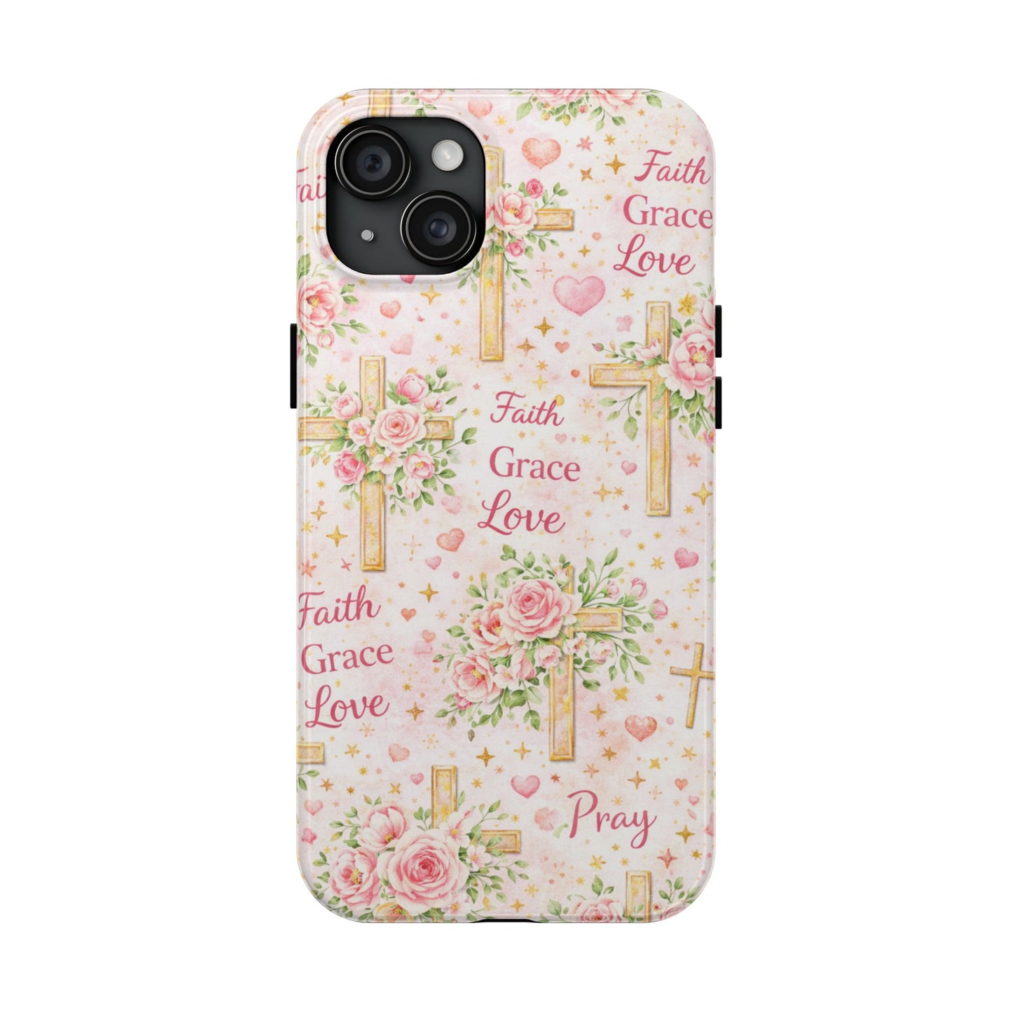 Faith Grace Love Cross Phone Case | Christian Floral iPhone Case