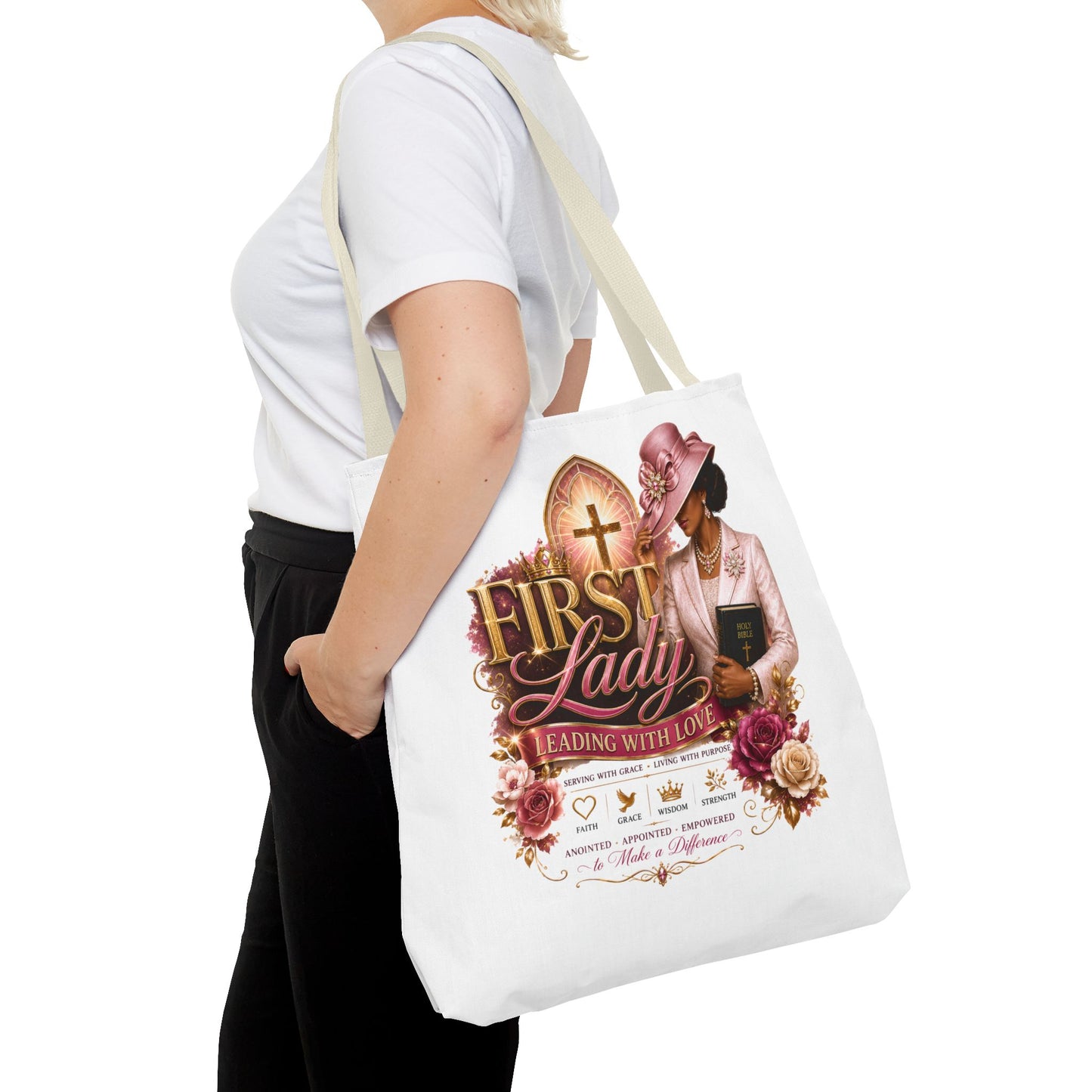 First Lady Tote Bag — Faithful Church Lady Floral Churchgoing Purse