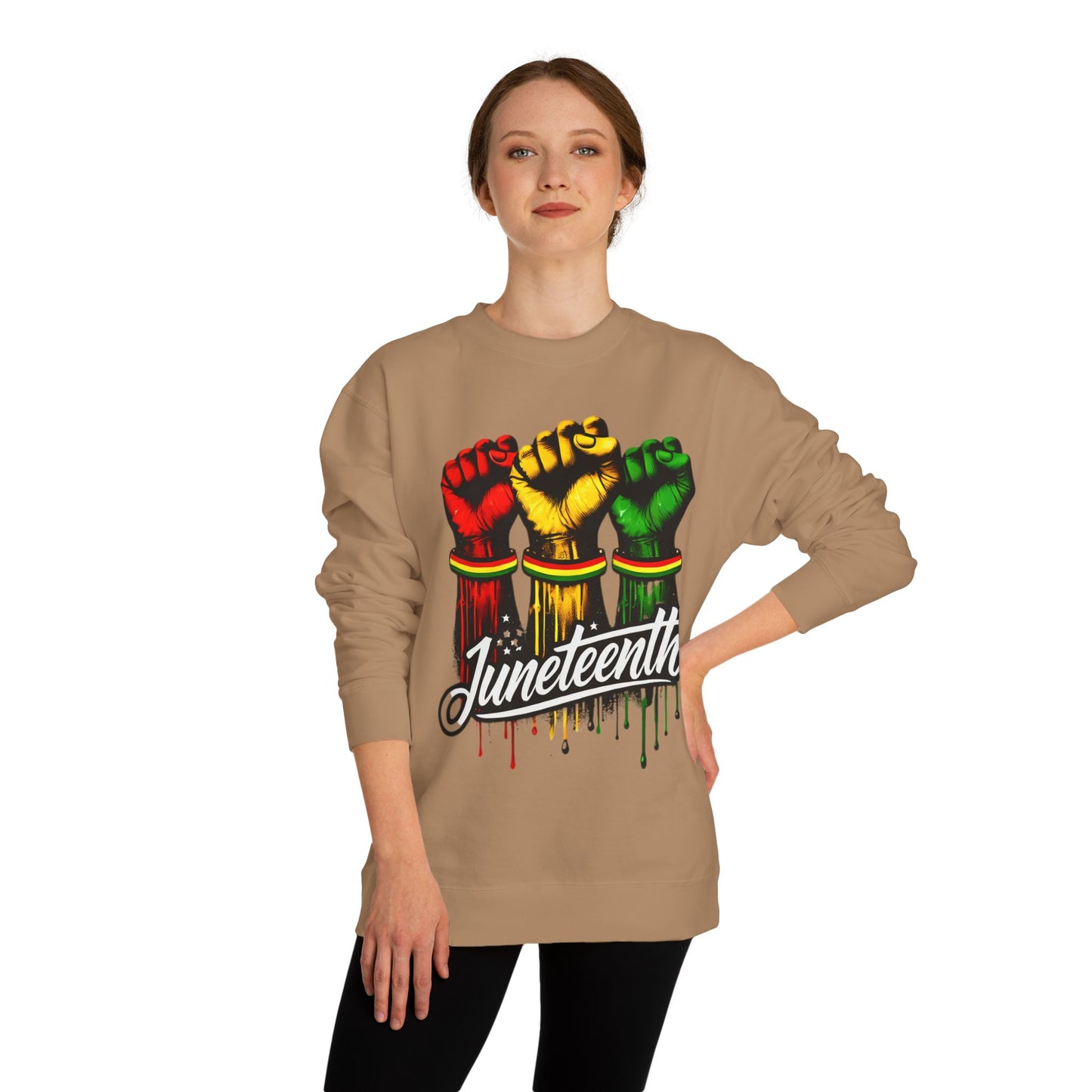 Juneteenth Fist Sweatshirt – Black Power Red Yellow Green Pride Crewneck