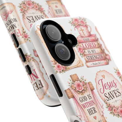 Faith Phone Case — 'Jesus Saves' Floral Christian Scripture iPhone Case