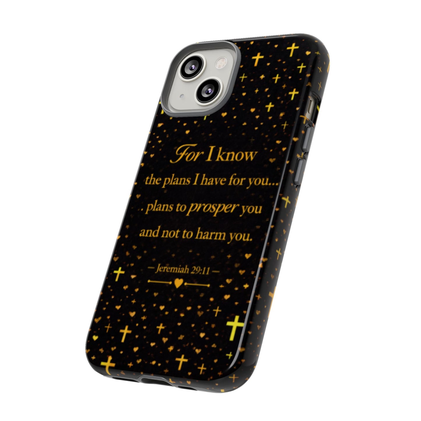 Phone Case — "For I Know" Jeremiah 29:11 Gold Cross Christian Tough Case