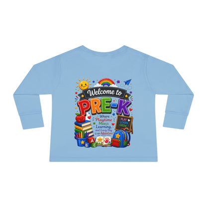 Welcome to Pre-K Toddler Long Sleeve Tee — Colorful Back-to-School Preschool Shirt