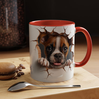 Boxer Puppy Peeking Coffee Mug — Cute Dog 11/15oz Accent Mug