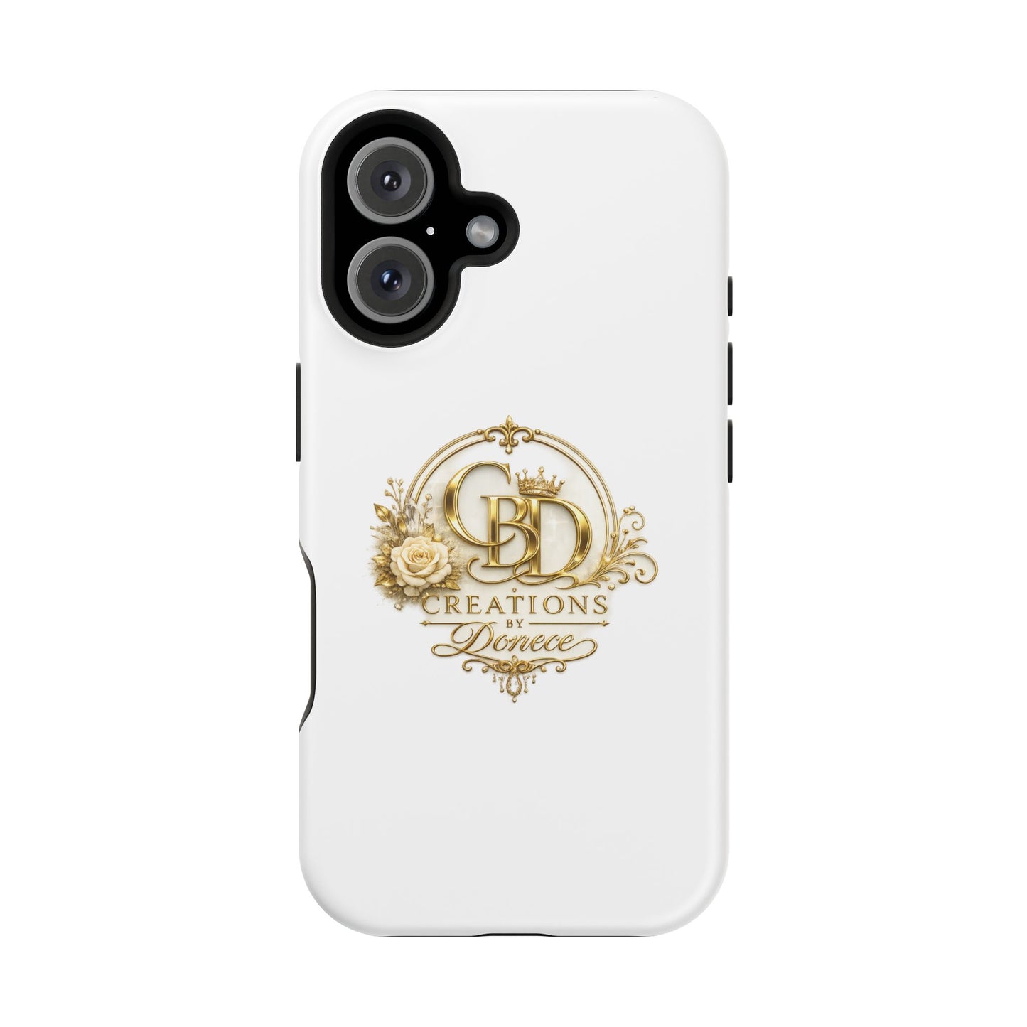 Magnetic Impact-Resistant Phone Case — Gold Floral Crest Logo