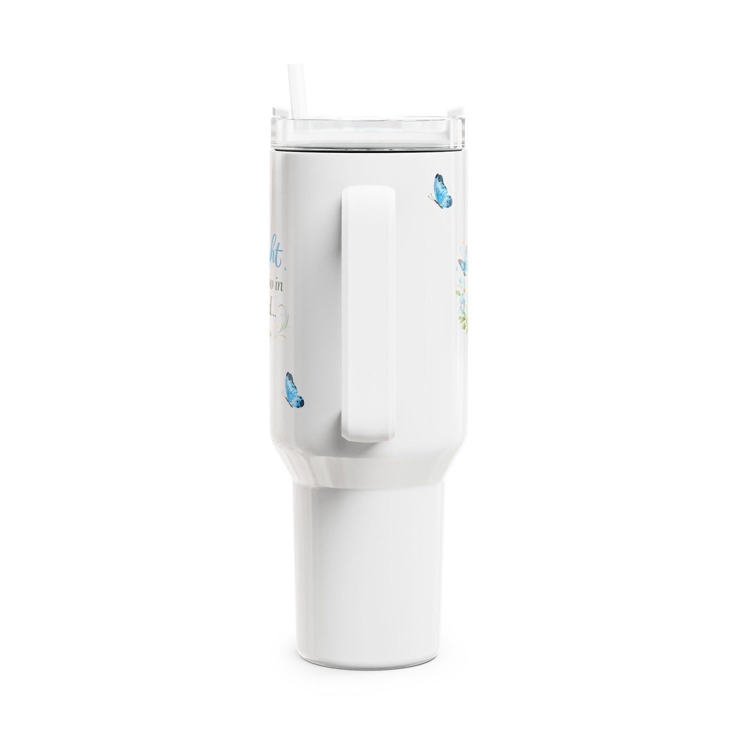 Scripture Tumbler 40oz — "Delight thyself also in the Lord" Floral Butterfly Travel Cup
