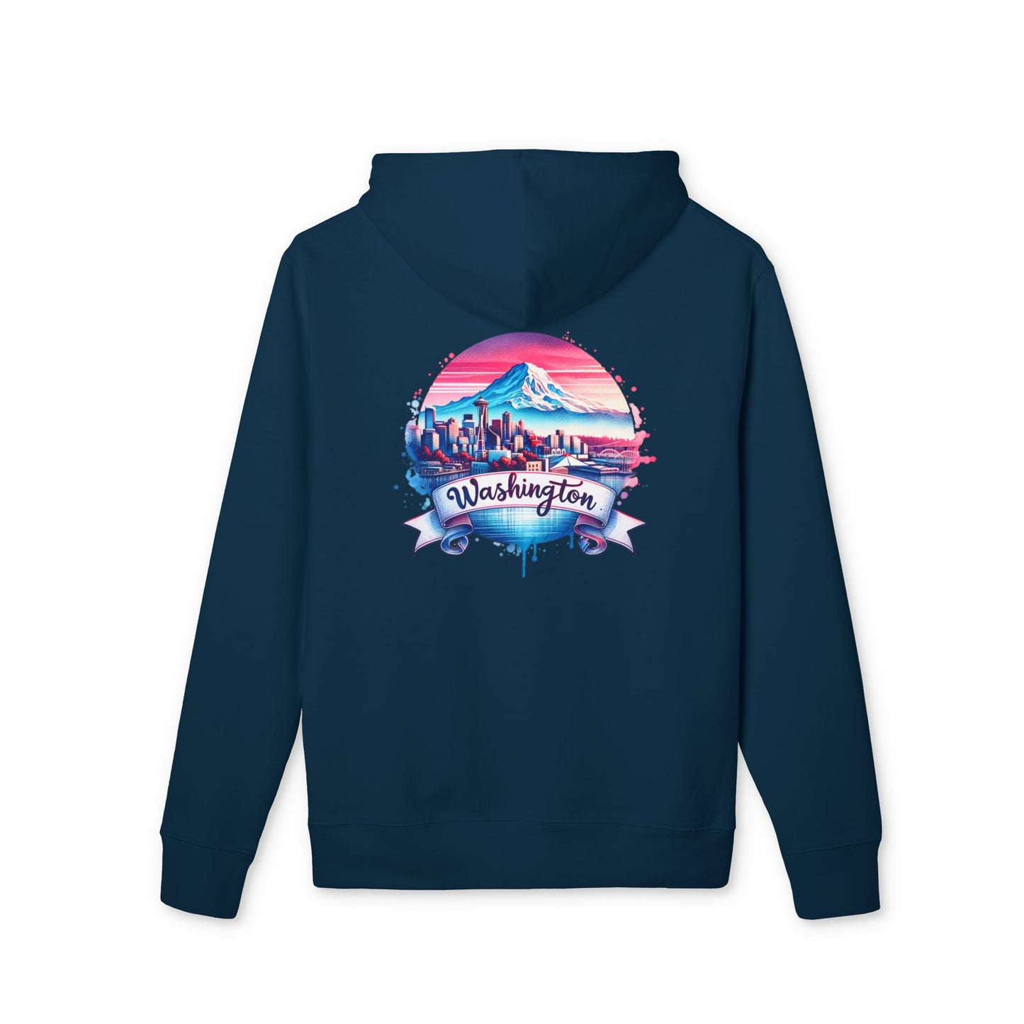Washington State Skyline Hoodie — Retro Mt. Rainier Travel Pullover