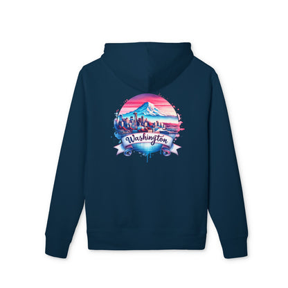 Washington State Skyline Hoodie — Retro Mt. Rainier Travel Pullover
