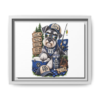 Dog Dad Schnauzer Father's Day Framed Canvas Wall Art — Fishing & Camping Pet Gift