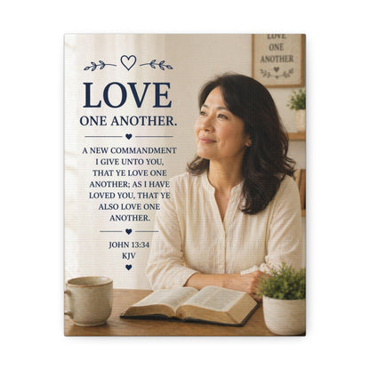 Love One Another — John 13:34 Inspirational Stretched Canvas Wall Art