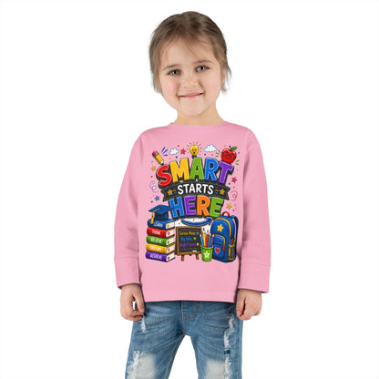 Smart Starts Here Toddler Long Sleeve Tee — Back-to-School Kids Shirt
