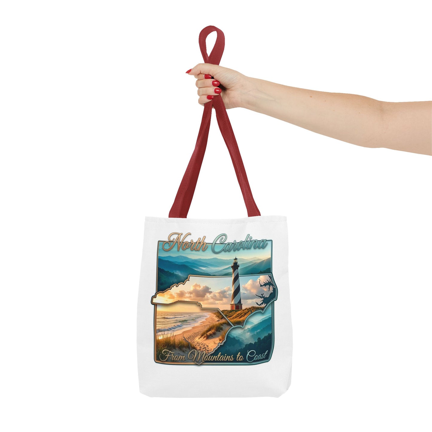North Carolina Lighthouse Tote Bag — "From Mountains to Coast" Scenic Beach Tote