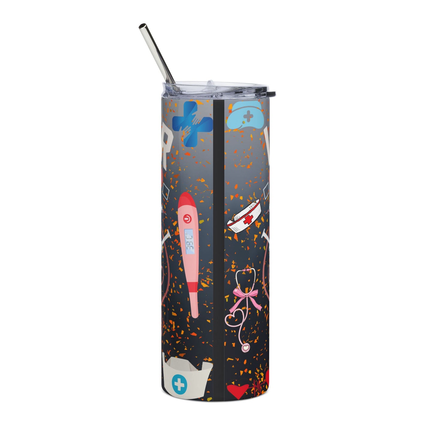 Nurse Strong 20oz Stainless Steel Tumbler — Life Saver Medical Shield Design
