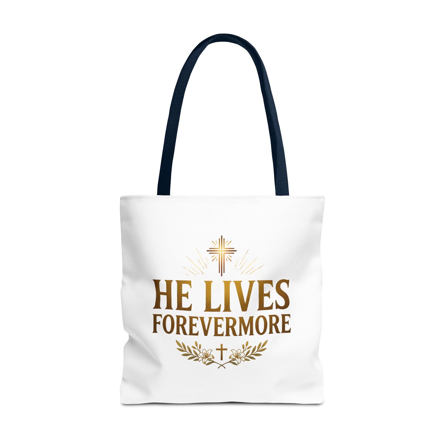 He Lives Forevermore Tote Bag – Christian Faith Cross Easter Canvas Tote