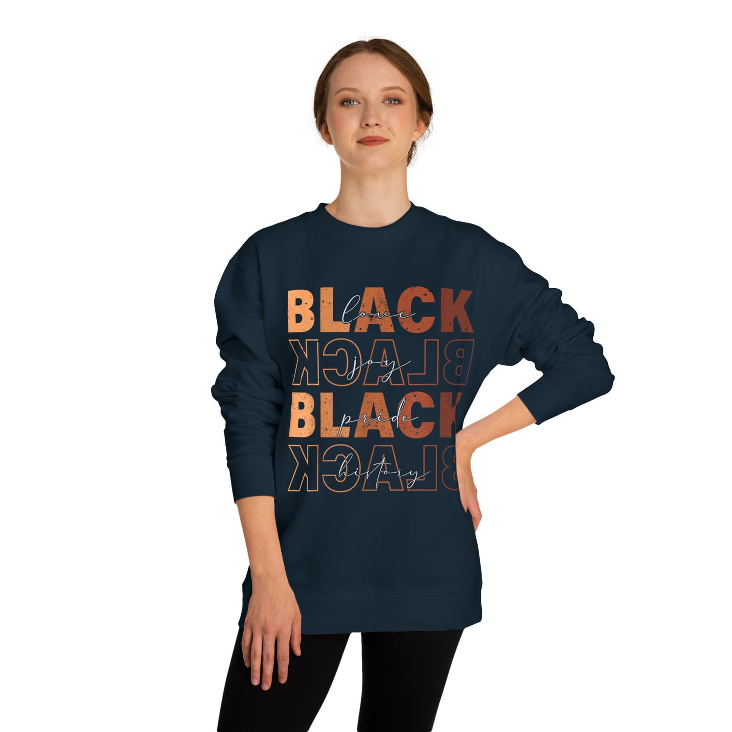 Black Pride Crewneck Sweatshirt — Retro Stacked "BLACK" Design