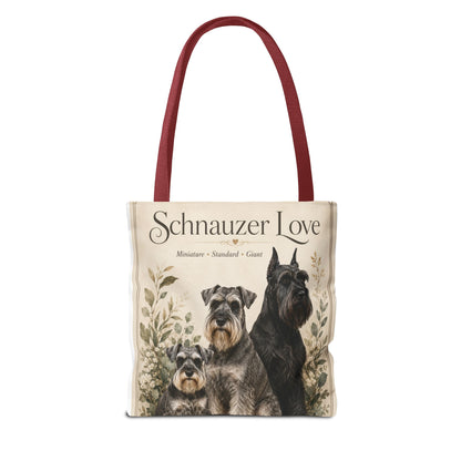 Schnauzer Love Tote Bag — Illustrated Dog Portraits, Miniature Standard Giant