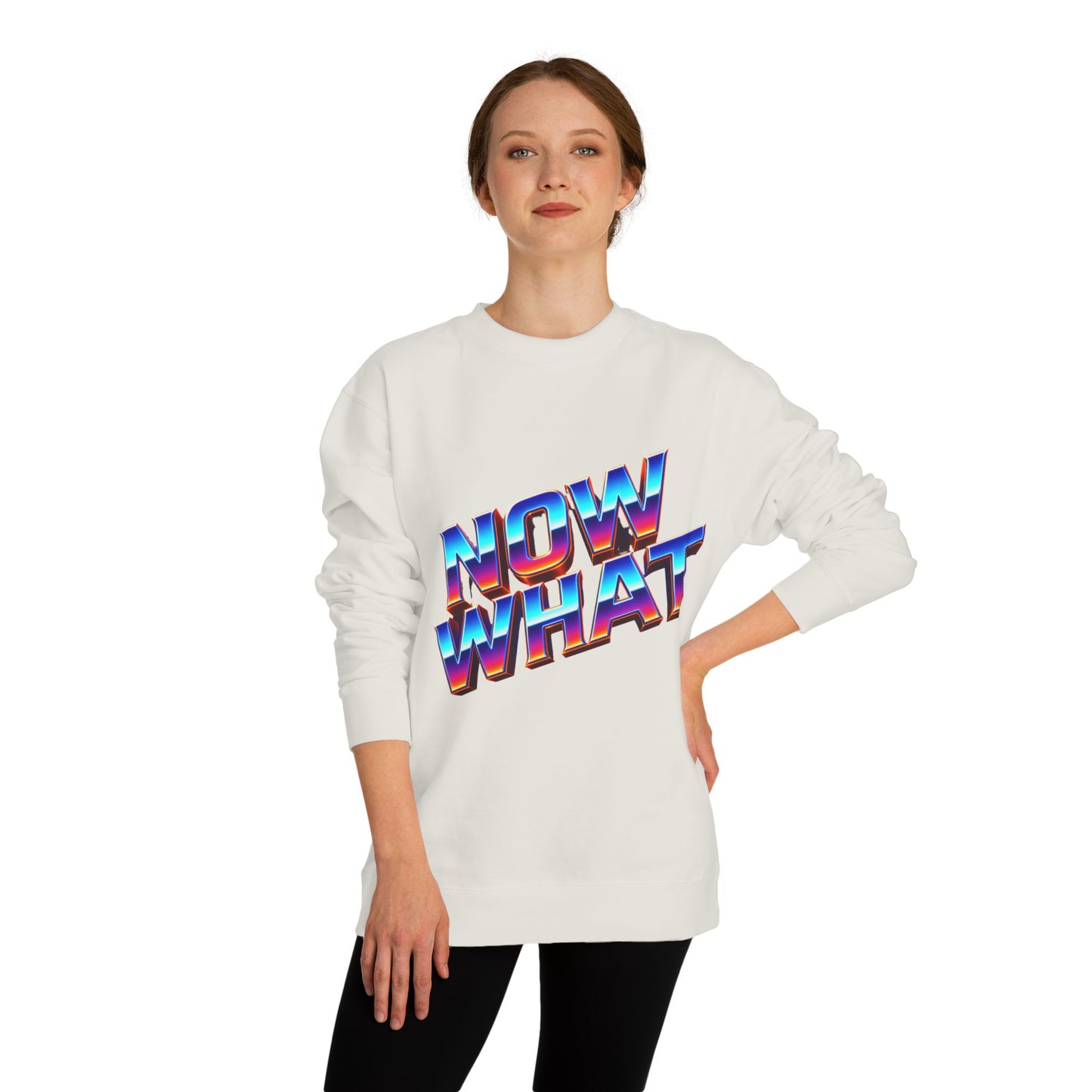 Now What Retro Sweatshirt — Bold 80s Gradient Graphic Crewneck