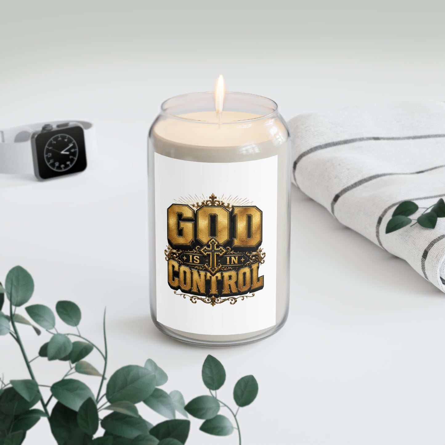 God Is In Control Scented Soy Candle — 13.75 oz Inspirational Faith Candle