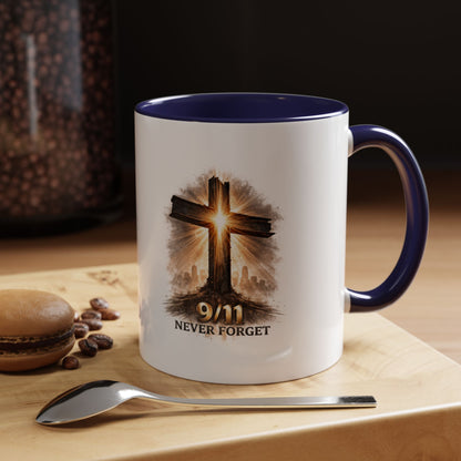9/11 Never Forget Coffee Mug — Religious Memorial Accent Mug