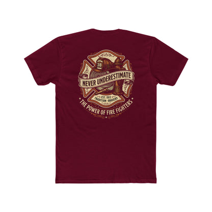 Firefighter Tee - "Never Underestimate" Vintage Firefighter Helmet Design