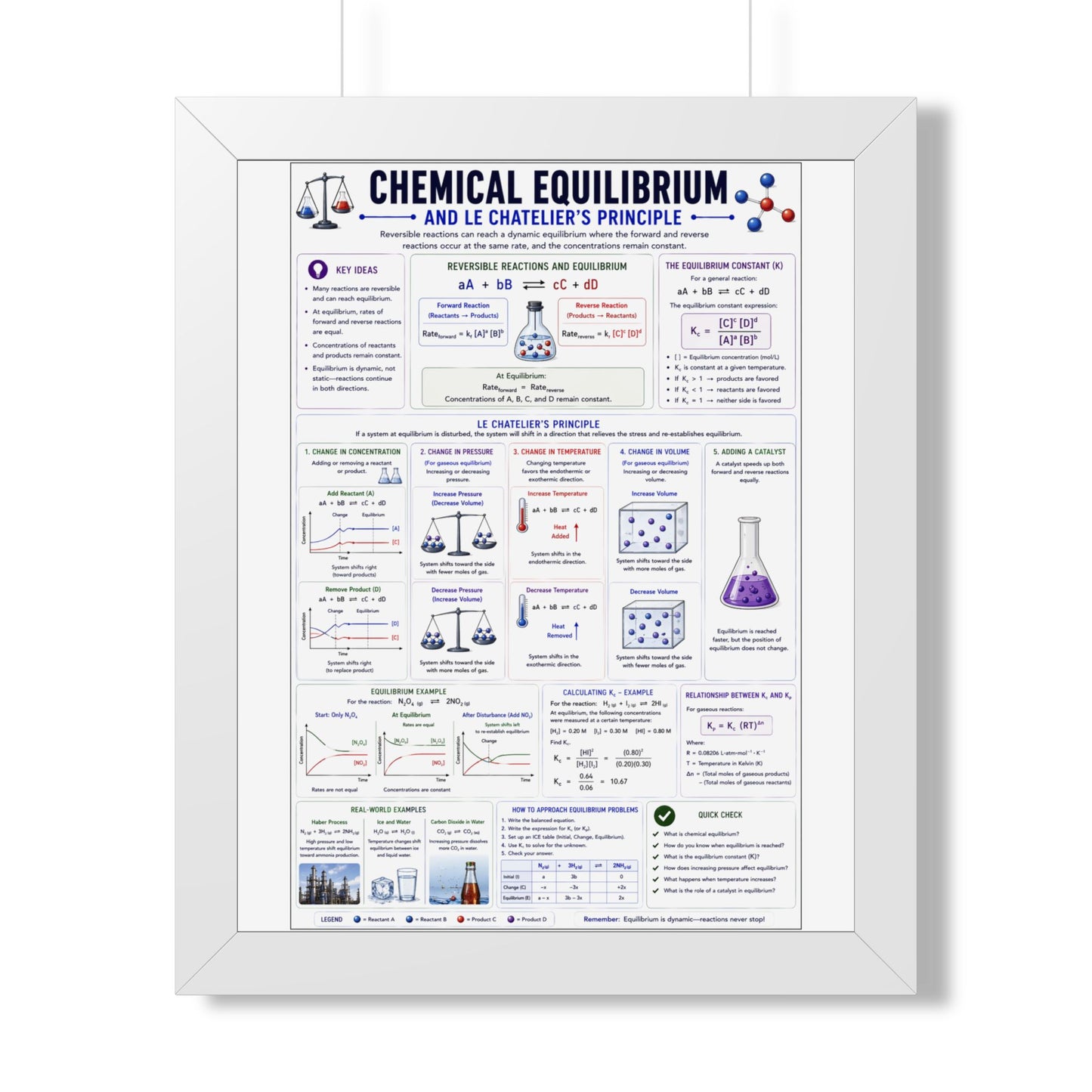 Chemical Equilibrium Poster — Framed Educational Chemistry Print