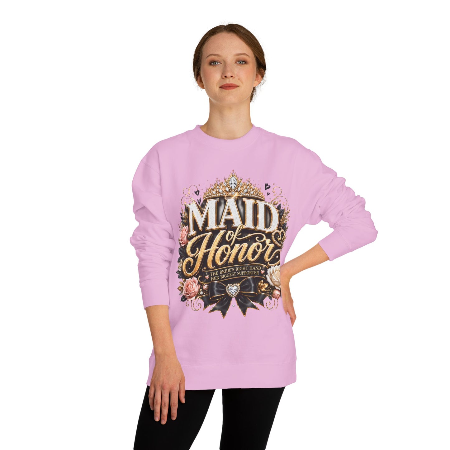 Maid of Honor Sweatshirt - Floral Crown Bridal Party Crewneck