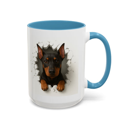 Doberman Peekaboo Accent Coffee Mug – Cute Dog Lover Gift (11/15oz)