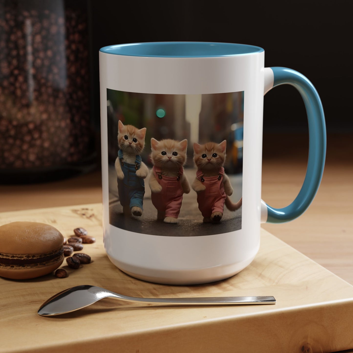 Cute Kittens Walking Coffee Mug — Adorable Cat Friends Accent Mug (11/15 oz)