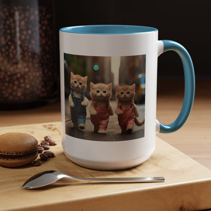 Cute Kittens Walking Coffee Mug — Adorable Cat Friends Accent Mug (11/15 oz)