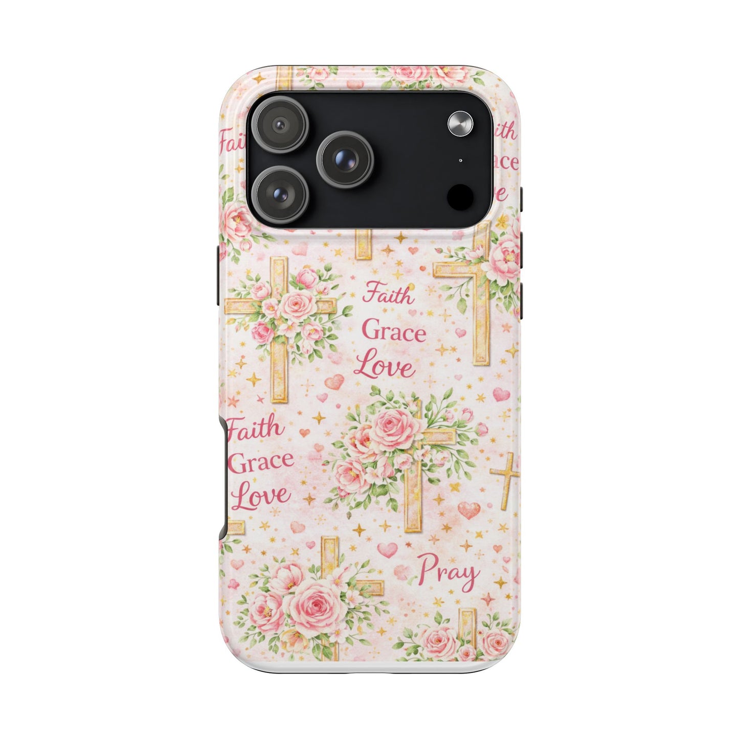 Faith Grace Love Cross Phone Case | Christian Floral iPhone Case