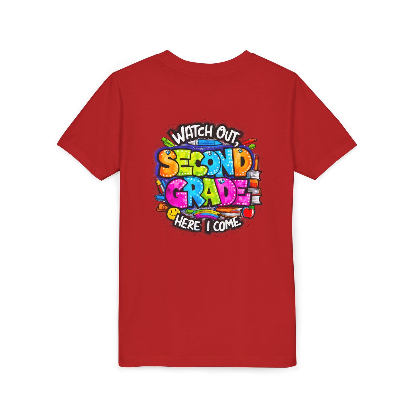 Second Grade Kids Tee - "Watch Out Second Grade Here I Come" Colorful Back-to-School Shirt