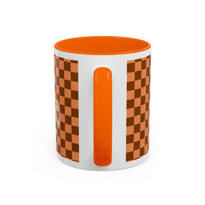 Mama Needs Coffee Accent Mug — 11/15oz Brown Checkered Coffee Cup