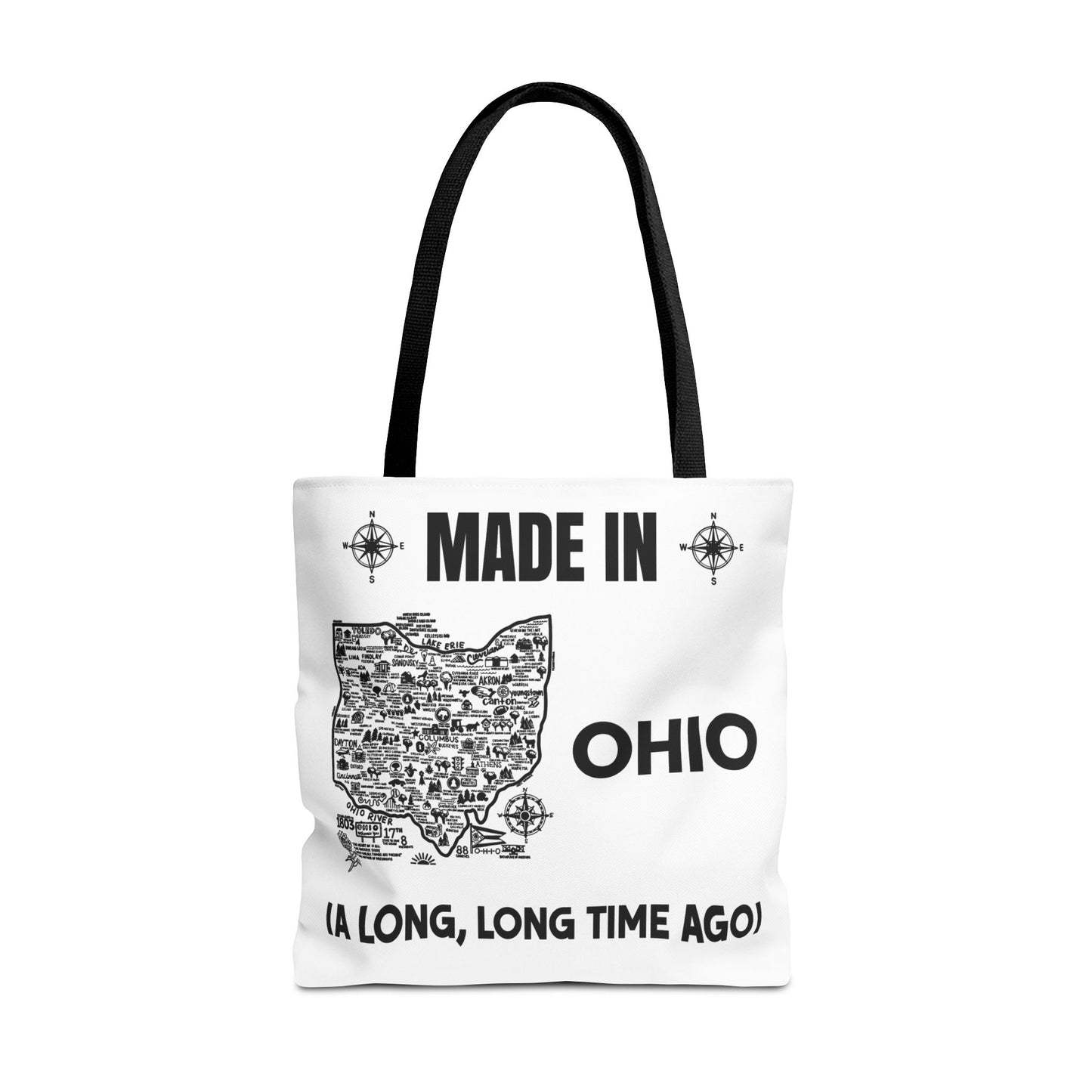 Made in Ohio Tote Bag — Vintage Map Design "A Long, Long Time Ago"