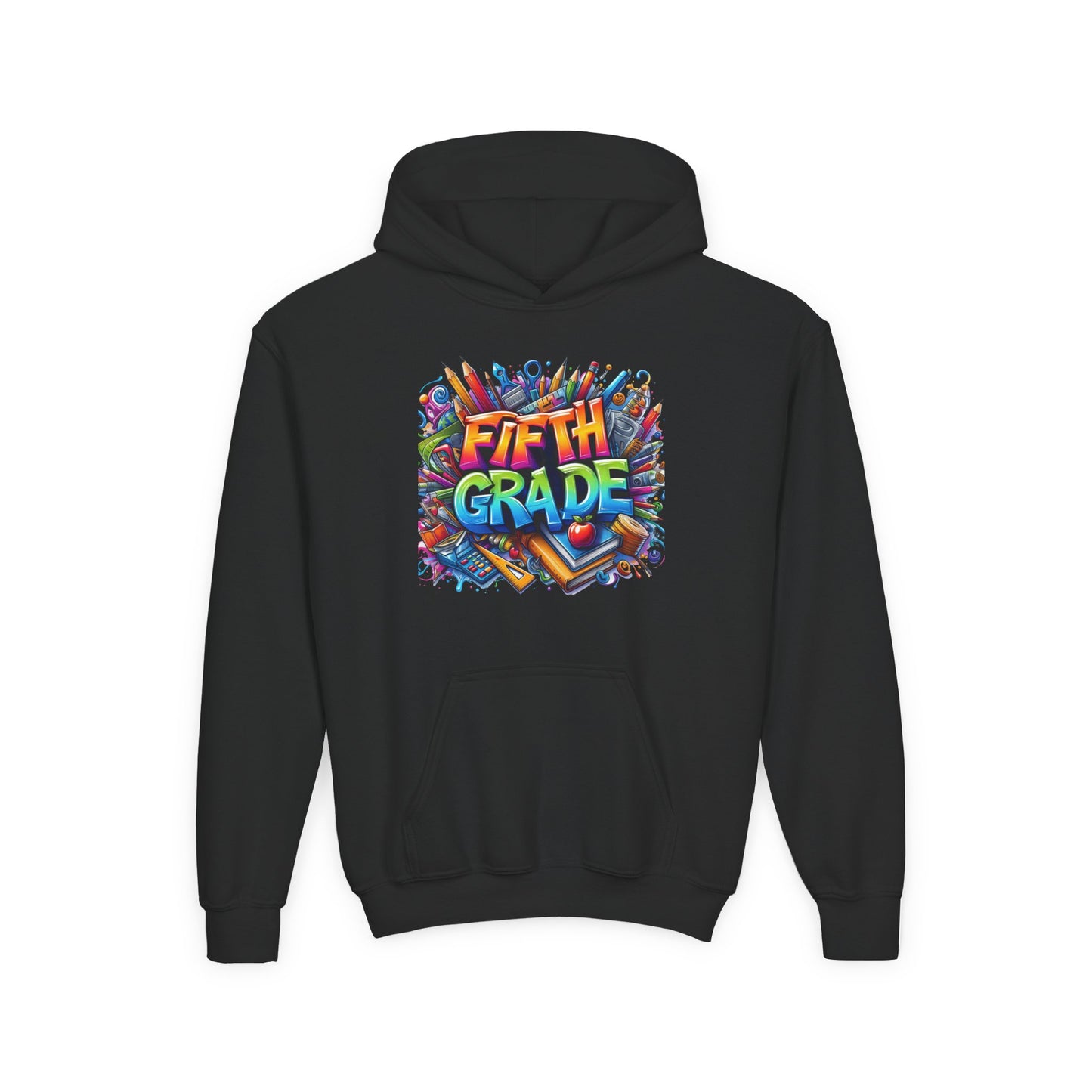 Fifth Grade Kids Hoodie - Colorful School Supplies Back-to-School Sweatshirt
