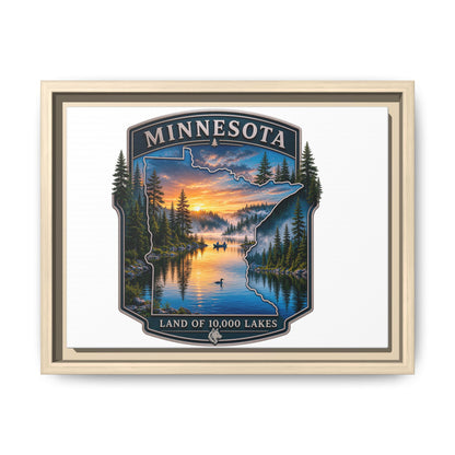 Minnesota Lakes Matte Canvas Print (Framed) — 'Land of 10,000 Lakes' Scenic Wall Art
