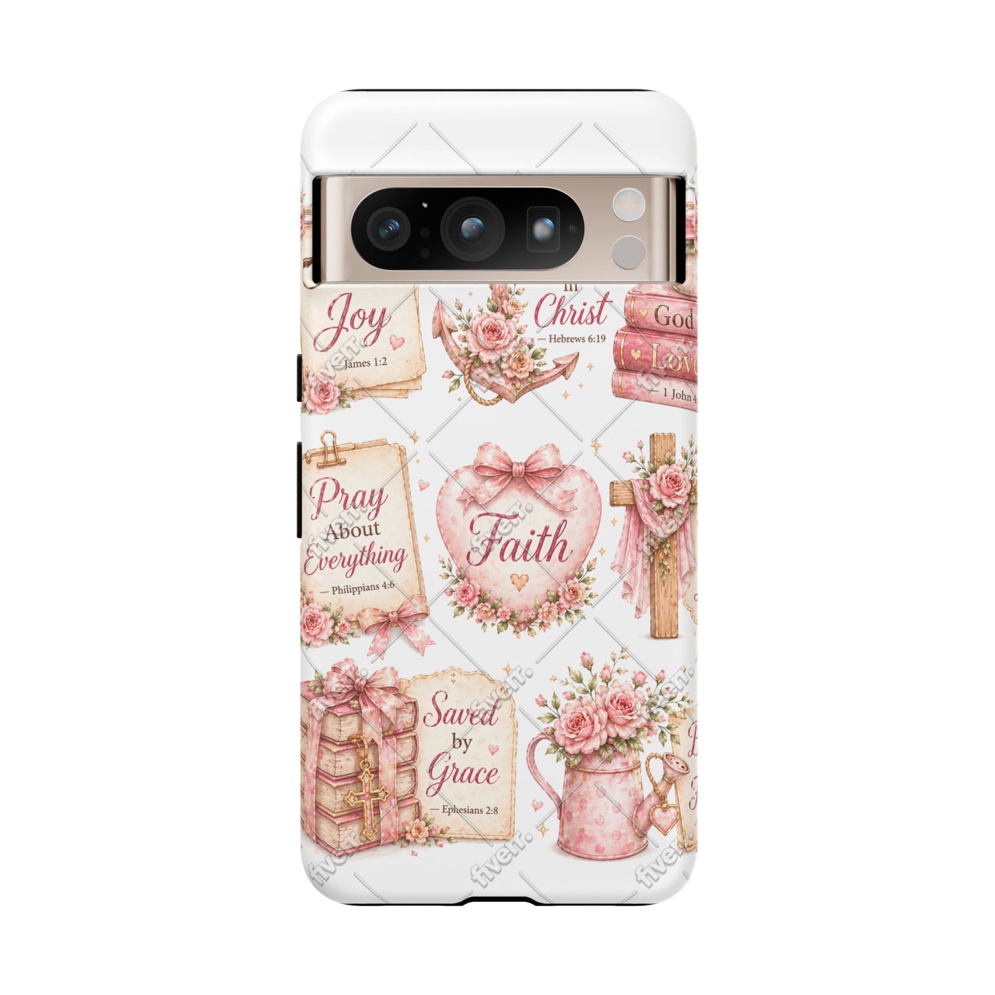 Faith Floral Phone Case – Christian Inspirational Scripture iPhone Cover (Choose Joy, Pray, Faith)